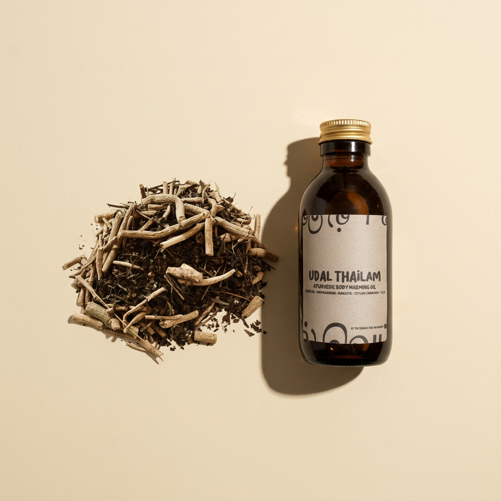 The Autumn Vata Ritual Set | Vata Balancing Body Oil 250ml + Black Krishna Tulsi & Ashwagandha Tea | Small-batch