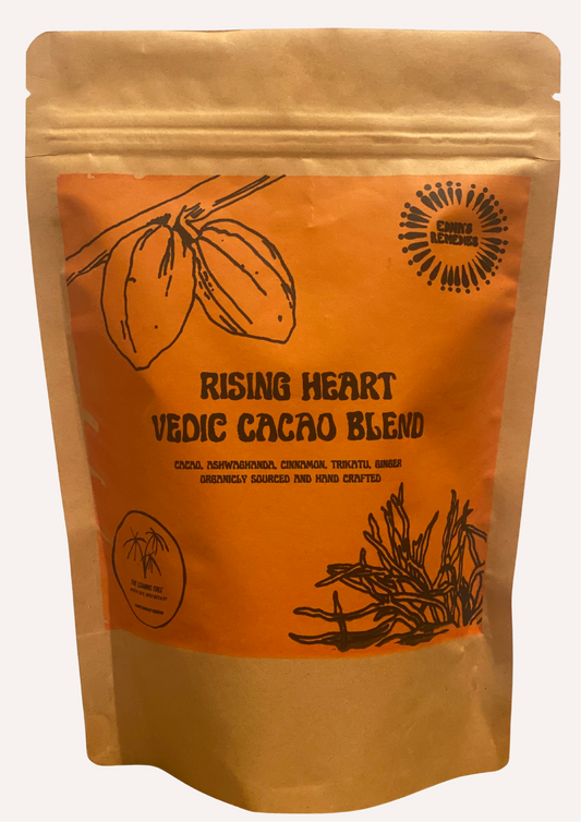 Rising Heart is a 100% natural cacao and Ayurvedic herbal blend crafted with Brazilian cacao, maca, ashwagandha, cinnamon, trikatu and ginger. A grounding, heart-opening drink for energy, balance and daily wellness. Nourish mind, body and spirit with this powerful functional blend.